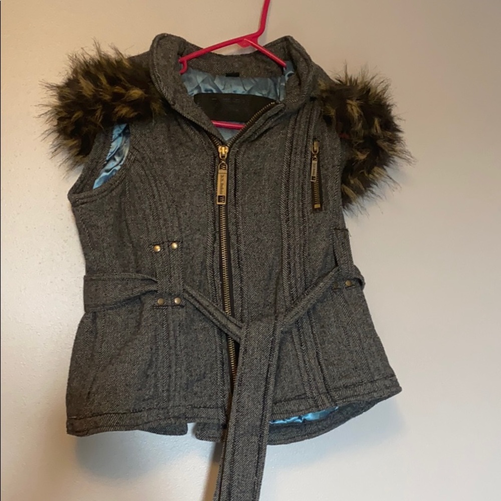 BB Dakota Wool Blend Fur Trim Vest